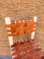Moroccan Leather Bar Stool handcrafted from solid wood with a genuine leather seat