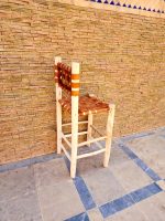 Moroccan Leather Bar Stool handcrafted from solid wood with a genuine leather seat