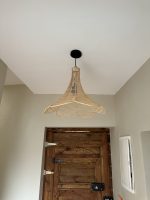 Handmade Moroccan raffia flower pendant light with six petal shape