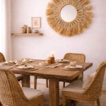 Marokkaanse Handgeweven Raffia Spiegel – Ronde Natuurlijke Wandspiegel