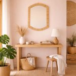 Marokkaanse Rechthoekige Raffia Spiegel – Handgeweven Wandspiegel