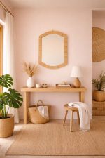 Marokkaanse Rechthoekige Raffia Spiegel – Handgeweven Wandspiegel