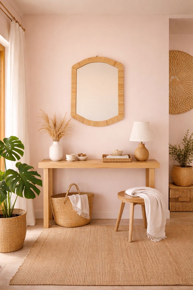 ChatGPT Image 15 janv. 2026, 23_20_08 Marokkaanse Rechthoekige Raffia Spiegel – Handgeweven Wandspiegel - Afbeelding 1