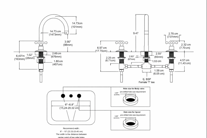Antiek Messing Widespread Badkamerkraan – 3-Gats Set met Kruishendels - Afbeelding 6