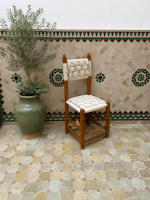 White Rope Moroccan Chair handcrafted from solid wood with handwoven white rope seat