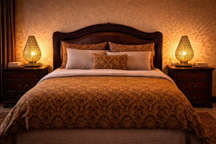Marokkaanse Messing Nachtlampen – Symmetrisch Paar voor Elegante Slaapkamer Styling - Afbeelding 2