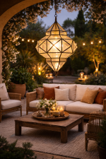 Geometrische Marokkaanse Hanglamp – Glas en Metaal Plafondlamp