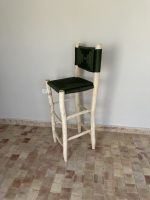 Moroccan Green Cord Bar Stool handcrafted from solid wood with a handwoven green cord seat