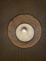 Handmade rope pendant light with long neck and tiered circular shape