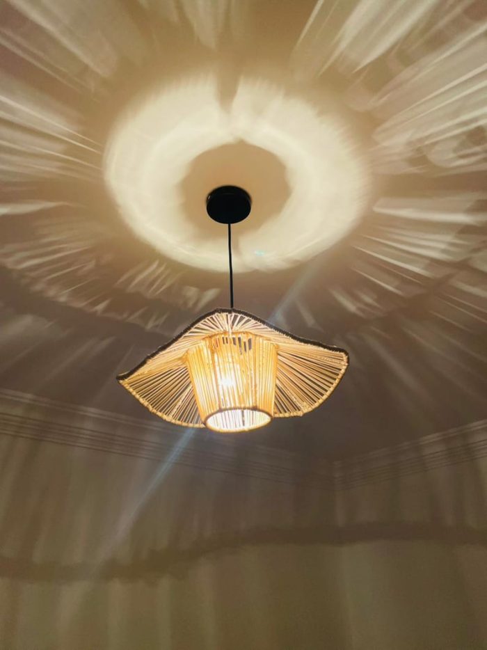 Marokkaanse Stro Hanglamp Bloemvorm – Handgeweven Doum Lampenkap - Afbeelding 5