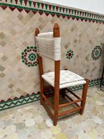 Marokkaanse Bohemian Houten Stoel met Wit Touw – Handgemaakt - Afbeelding 7