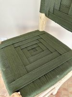 Marokkaanse Boho Barkruk met Groen Touw – Handgemaakte Houten Kruk - Afbeelding 3