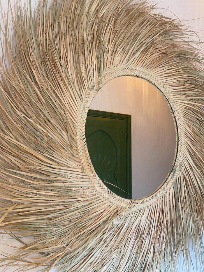 Ronde Marokkaanse Stro Spiegel – Handgeweven Paille Wandspiegel - Afbeelding 4