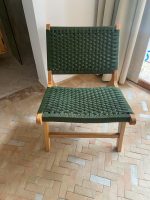 Marokkaanse Fauteuil van Walnoothout met Groen Koord – Handgeweven Relaxstoel - Afbeelding 2