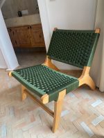 Marokkaanse Fauteuil van Walnoothout met Groen Koord – Handgeweven Relaxstoel - Afbeelding 5