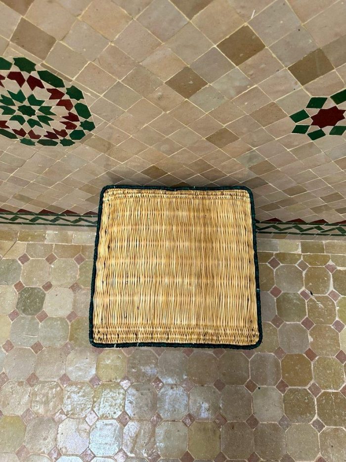 Marokkaanse Geweven Poef – Groen & Geel - Afbeelding 4