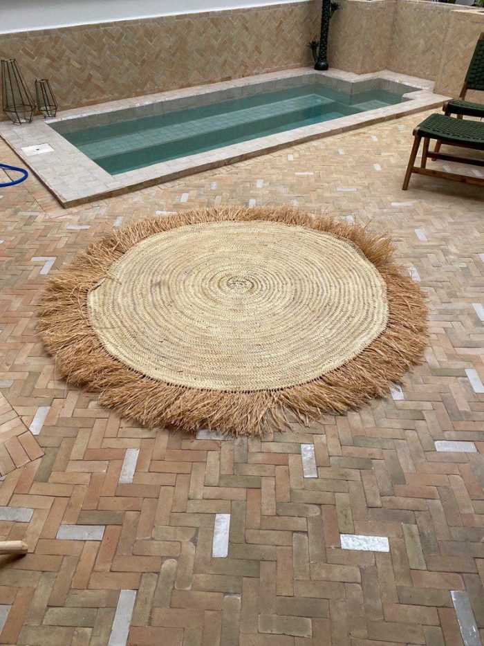 Rond Raffia Vloerkleed – Geweven Natuurlijke Stro Vezels - Afbeelding 4