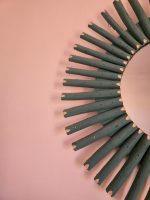 Marokkaanse Houten Spiegel – Ronde Handgeweven Raffia Lijst - Afbeelding 4