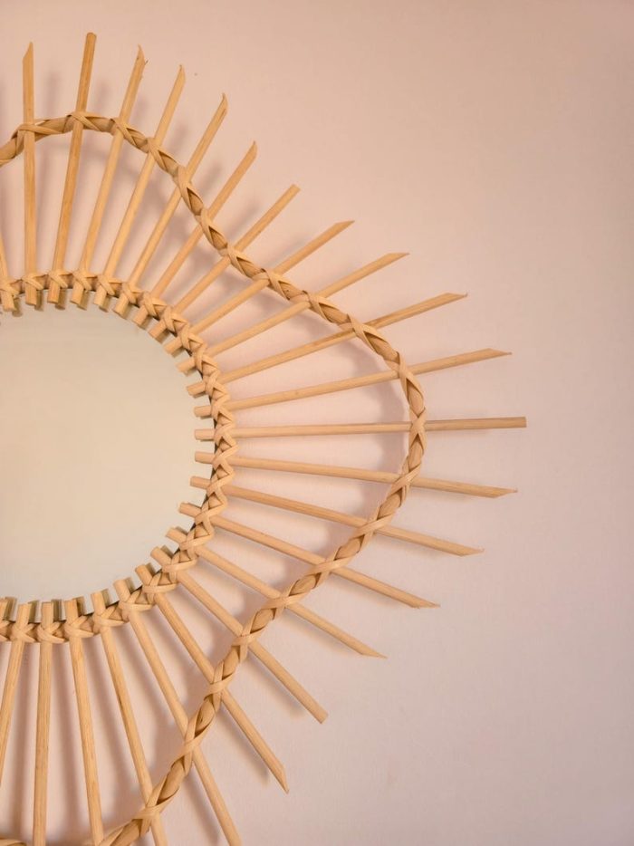 Marokkaanse Houten Spiegel met Koord – Ronde Handgeweven Lijst - Afbeelding 3