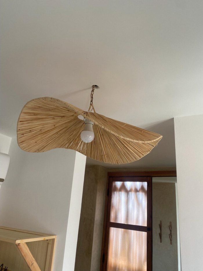 Handgemaakte Raffia Hanglamp – Marokkaanse Parasol Lampenkap - Afbeelding 2