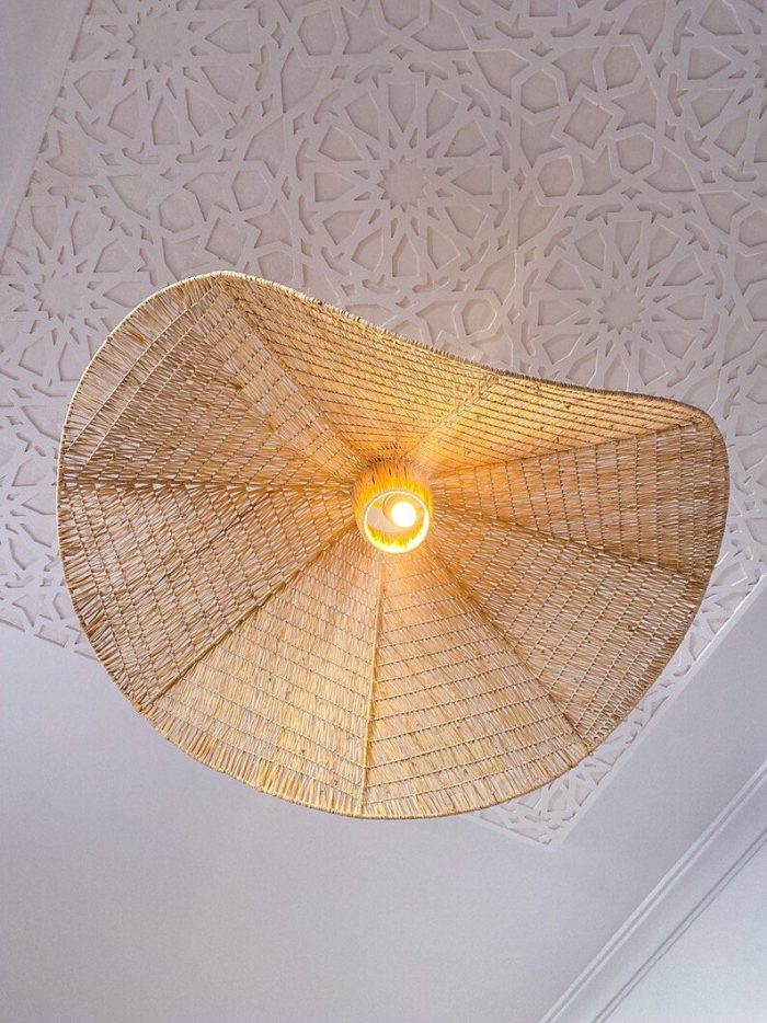 Handgemaakte Raffia Hanglamp – Marokkaanse Parasol Lampenkap - Afbeelding 4