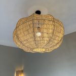 Handgeweven Raffia Hanglamp Rond – Natuurlijke Plafondlamp