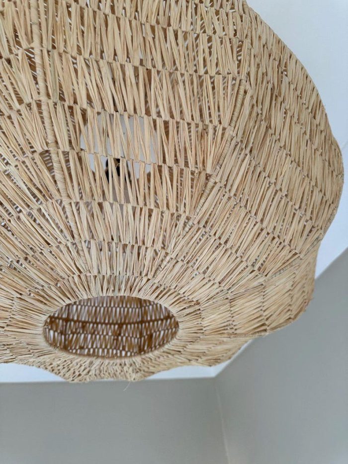 Handgeweven Raffia Hanglamp Rond – Natuurlijke Plafondlamp - Afbeelding 5