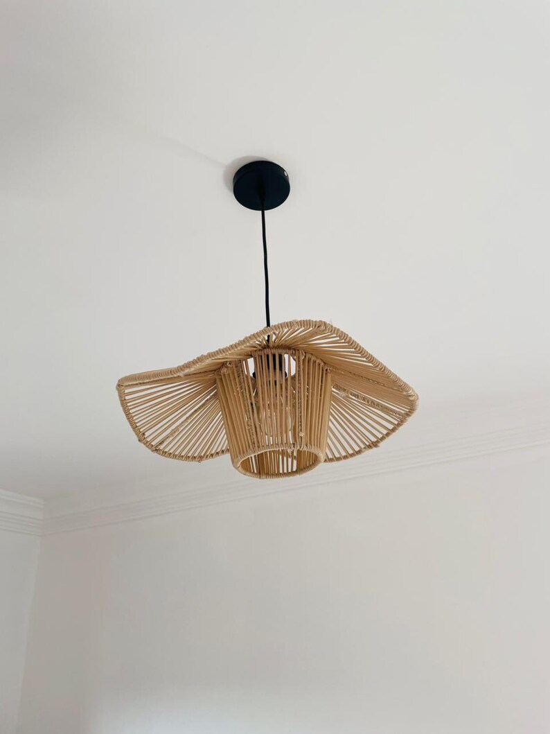 il_794xN.7488983221_dcpf Marokkaanse Stro Hanglamp Bloemvorm – Handgeweven Doum Lampenkap - Afbeelding 1