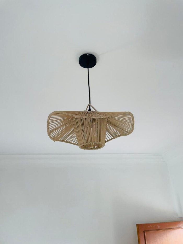 Marokkaanse Stro Hanglamp Bloemvorm – Handgeweven Doum Lampenkap - Afbeelding 3