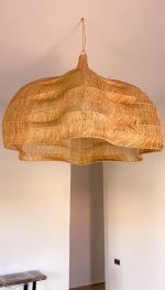 Handgeweven Golfvormige Hanglamp – Grote Raffia Plafondlamp - Afbeelding 2