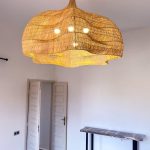 Handgeweven Golfvormige Hanglamp – Grote Raffia Plafondlamp
