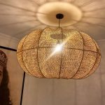 Handgeweven Raffia Hanglamp – Ronde Natuurlijke Plafondlamp