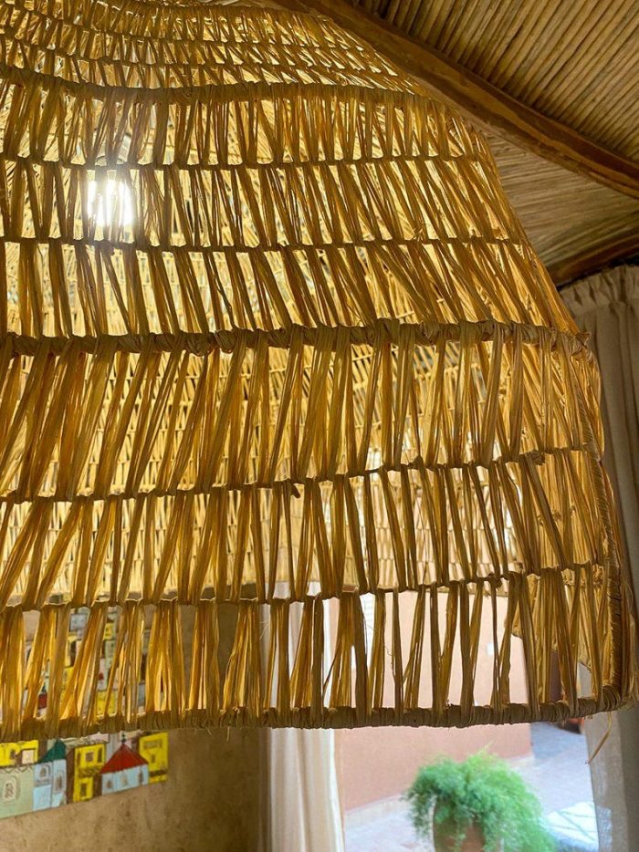 Golfvorm Raffia Hanglamp – Grote Organische Plafondlamp - Afbeelding 2