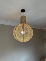 Natuurlijke Raffia Hanglamp – Ronde Geweven Plafondlamp
