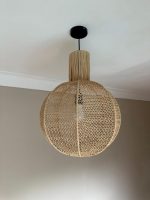 Natuurlijke Raffia Hanglamp – Ronde Geweven Plafondlamp - Afbeelding 6