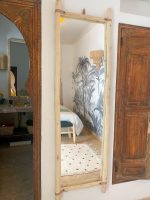 Handgemaakte Rechthoekige Houten Spiegel met Leren Band - Afbeelding 5