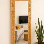 Handgemaakte Rechthoekige Houten Spiegel – Natuurlijke Houten Lijst