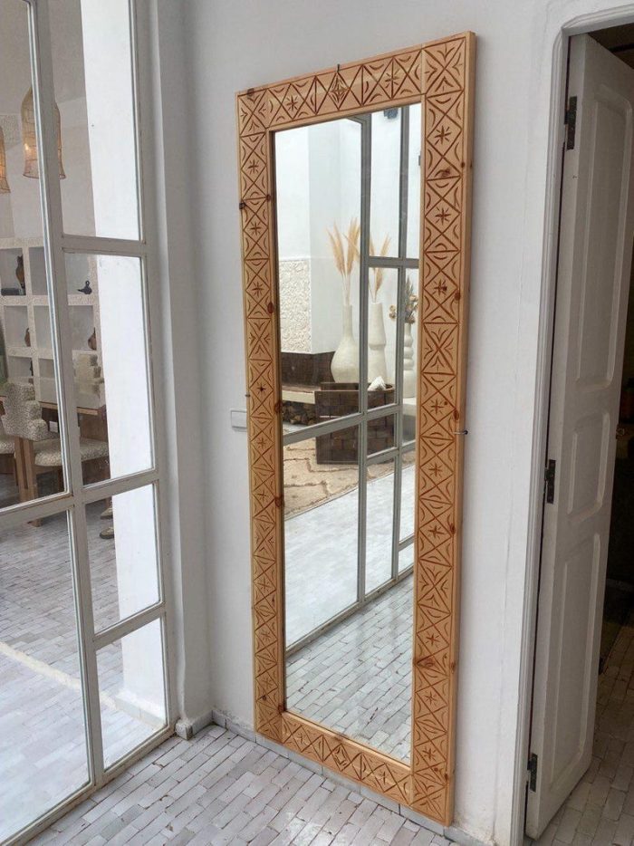 Handgemaakte Rechthoekige Houten Spiegel – Natuurlijke Houten Lijst - Afbeelding 3