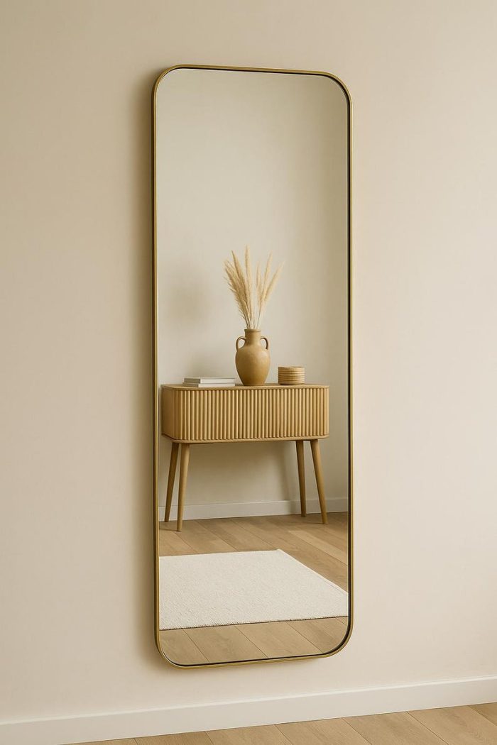 Marokkaanse Rechthoekige Handgemaakte Messing Wandspiegel - Afbeelding 5