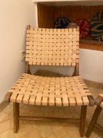 Marokkaanse Fauteuil van Walnoothout met Naturel Leer - Afbeelding 5