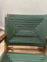 Walnoothouten Fauteuil met Groen Koord Zitting - Afbeelding 7