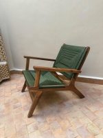 Walnoothouten Fauteuil met Groen Koord Zitting - Afbeelding 4