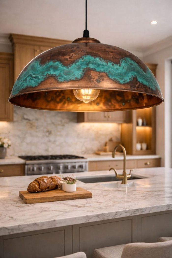 Handgemaakte Verouderde Koperen Koepel Hanglamp - Afbeelding 2