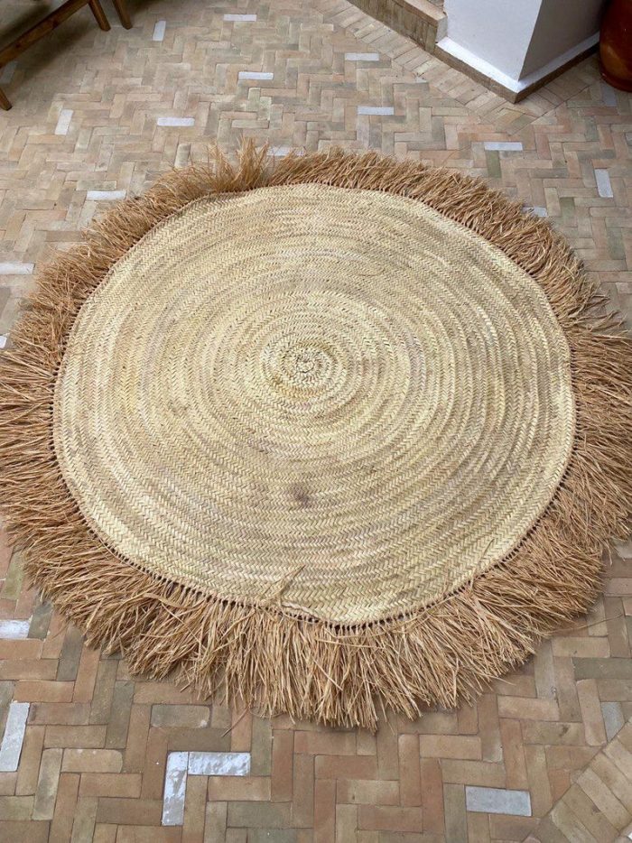 Rond Raffia Vloerkleed – Geweven Natuurlijke Stro Vezels - Afbeelding 2