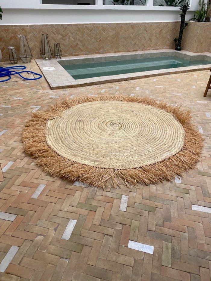 Rond Raffia Vloerkleed – Geweven Natuurlijke Stro Vezels - Afbeelding 3