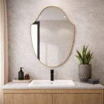 Antieke Messing Gebogen Wandspiegel – Elegant Statement Spiegel