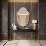 Antieke Messing Gebogen Wandspiegel – Elegant Statement Spiegel - Afbeelding 3