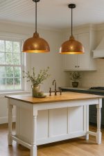 Gehamerde Messing Hanglamp met Bruine Patina - Afbeelding 2