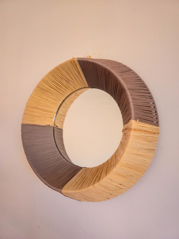 Marokkaanse Raffia Koord Spiegel – Ronde Handgeweven Wandspiegel - Afbeelding 2