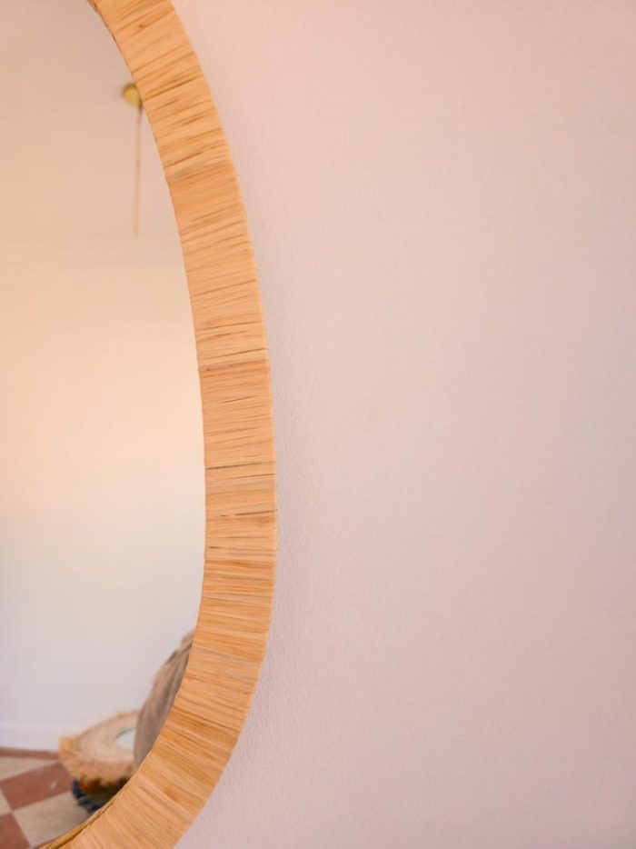 Marokkaanse Raffia Spiegel – Handgemaakte Eivormige Wandspiegel - Afbeelding 4